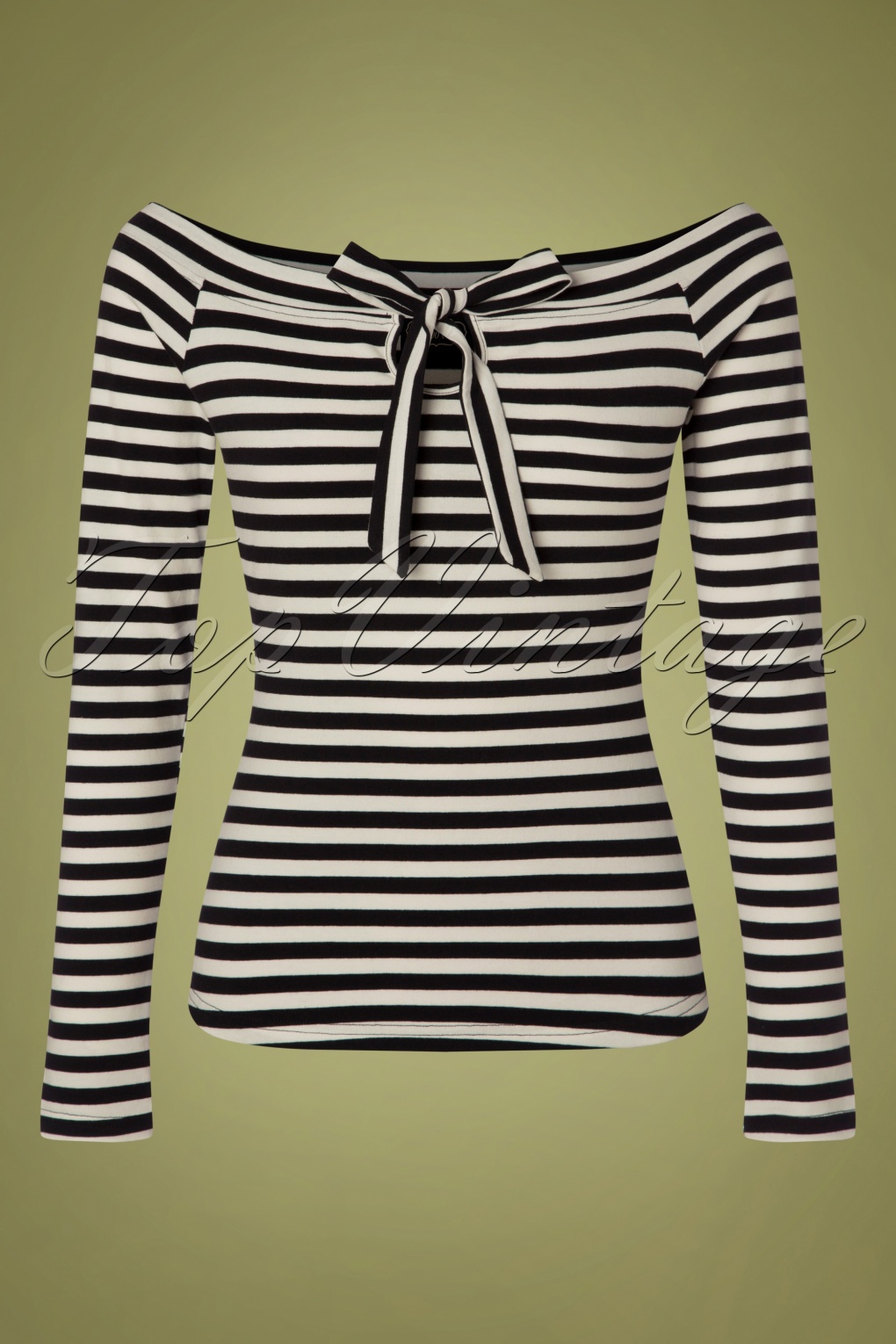 50s Houdini Striped Cosy Boatneck Top 