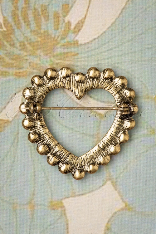 Lovely - 50s Heart Pearl Brooch in Gold  2