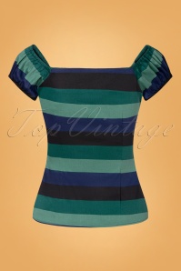 Collectif Clothing - Dolores Twilight Stripe Top in Grün 4