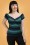 Collectif Clothing - Dolores Twilight Stripe Top Années 50 en Vert  2