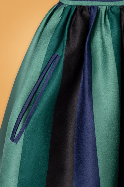 Collectif Clothing - 50s Amber-Lea Twilight Stripe Swing Dress in Green 5