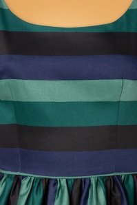 Collectif Clothing - Amber-Lea Twilight Stripe Swing Dress Années 50 en Vert  6