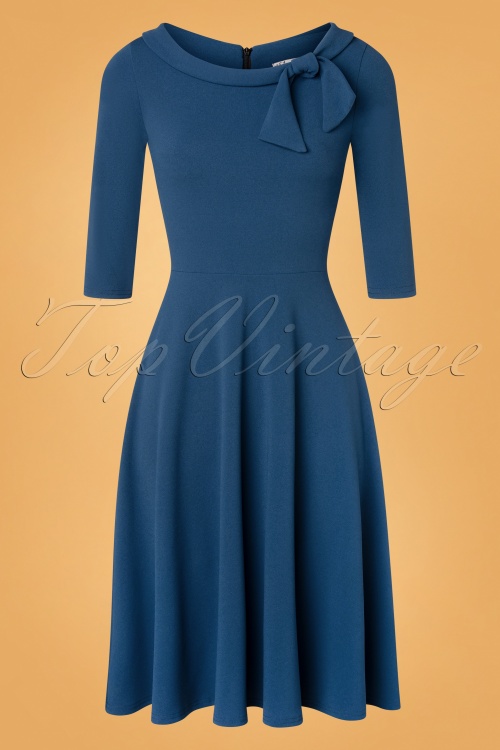 Vintage Chic for Topvintage - Beverly Swing-Kleid in Blaugrün 2
