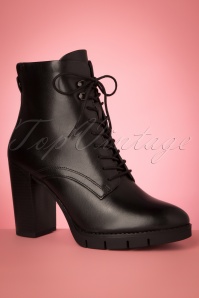 Tamaris - 50s Lorena Lace Up Leather Booties in Black 