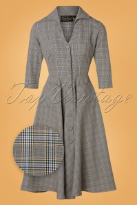 Vixen - 50s Barbara Check Swing Dress in Grey 2