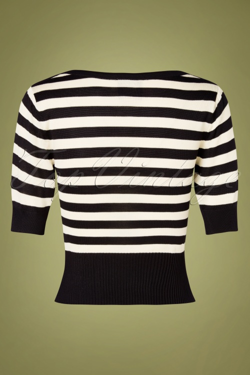 Pretty Retro - Bateau Stripes Sweater Années 60 en Noir et Crème  2