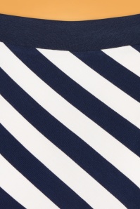 The House of Foxy - 40s Juliana Slash Neck Stripes Top in Navy and Ivory 3