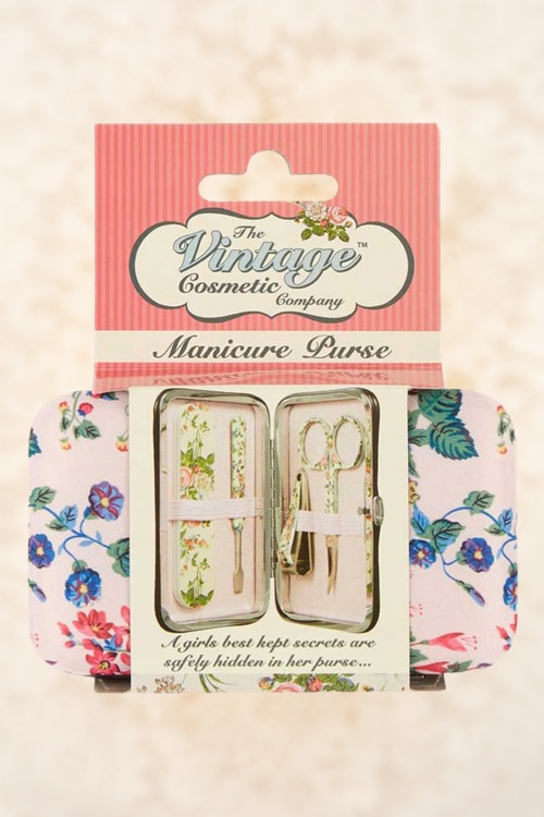 The Vintage Cosmetic Company - Florale Maniküre-Geldbörse in Pink 2