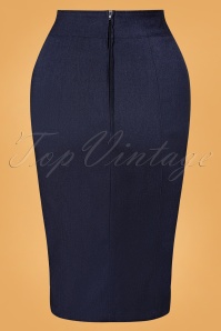 Steady Clothing - Cora Pencil Skirt Années 50 en Bleu Jean 2