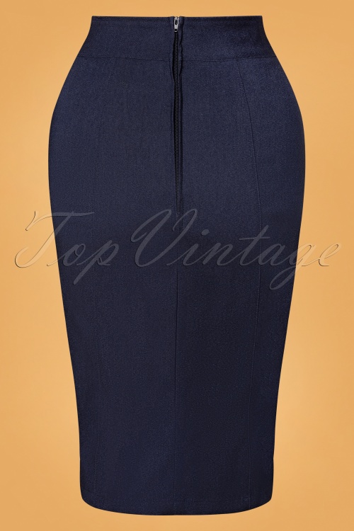 Steady Clothing - Cora Pencil Skirt Années 50 en Bleu Jean 2