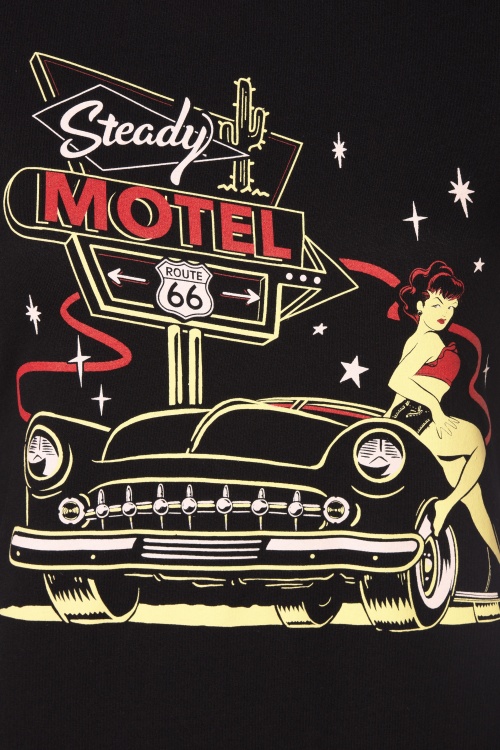 Steady Clothing - 50s Sunset On 66 Girls T-Shirt in Black 2
