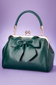 Banned Alternative - 50s Lockwood Bow Handbag in Green 2