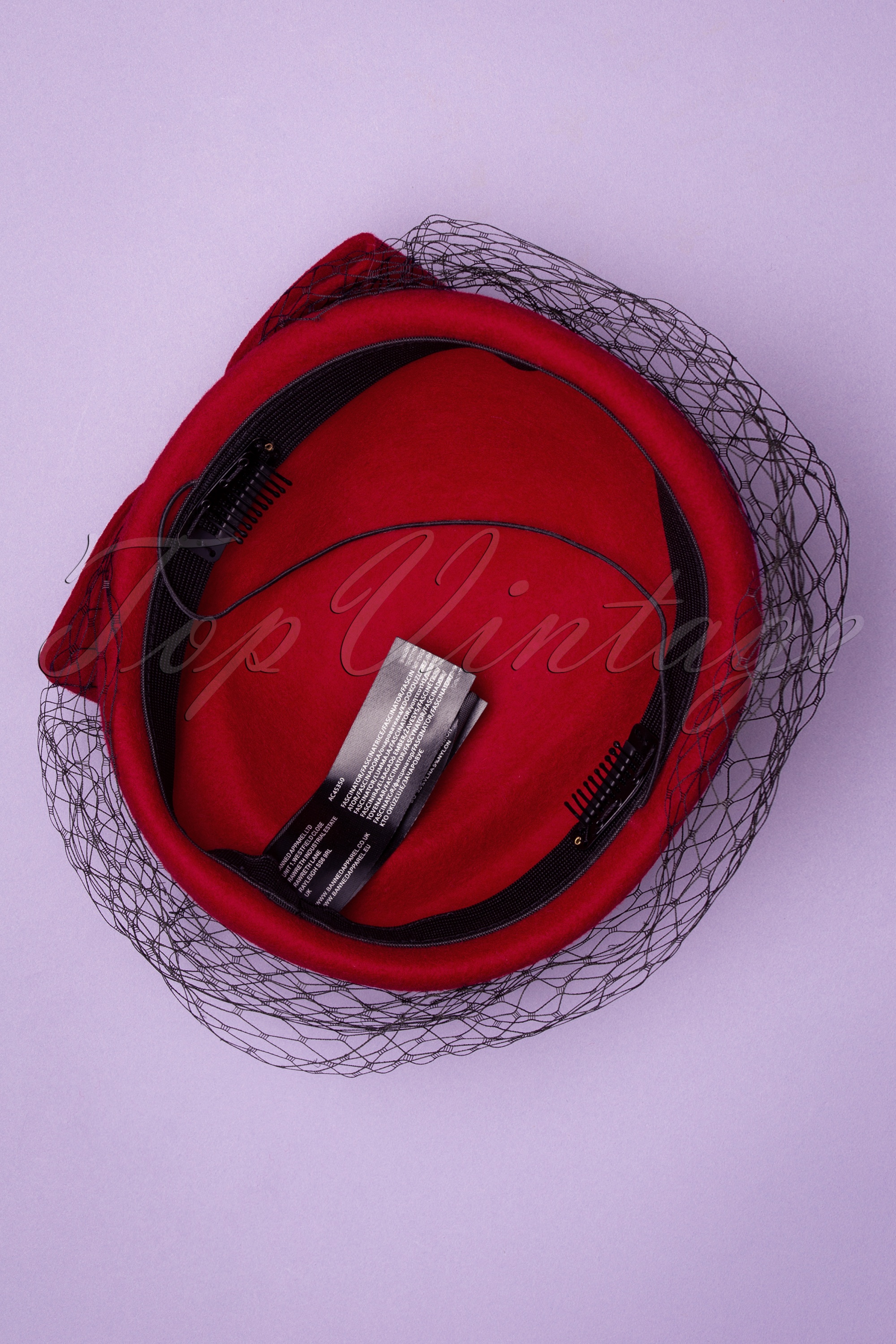 Banned Retro - Shamira Fascinator in lippenstiftrood 3