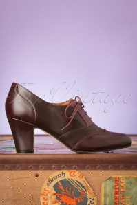 Topvintage Boutique Collection - Back In The Day Leather Shoe Booties Années 40 en Lie de Vin  3