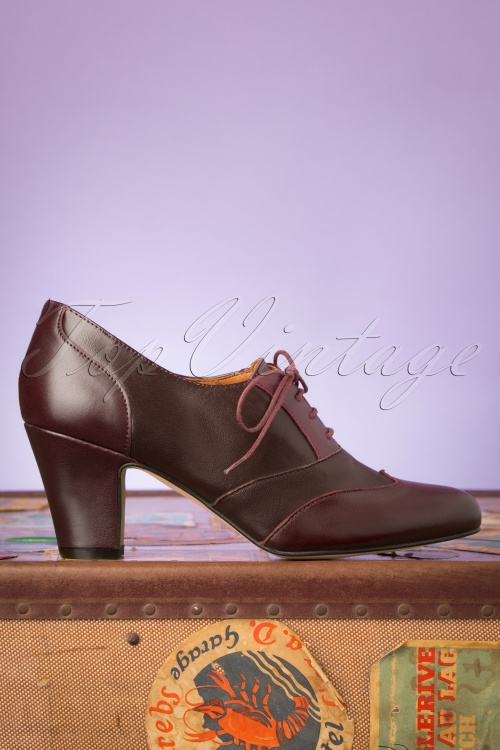 Topvintage Boutique Collection - Back In The Day Leather Shoe Booties Années 40 en Lie de Vin  3