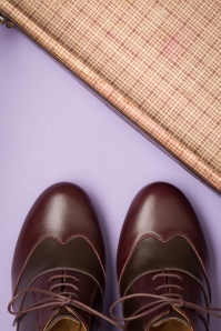 Topvintage Boutique Collection - Back In The Day Leather Shoe Booties Années 40 en Lie de Vin  4
