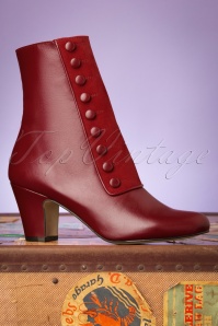 Topvintage Boutique Collection - Former Times Leather Booties Années 40 en Rouge Passionné 2