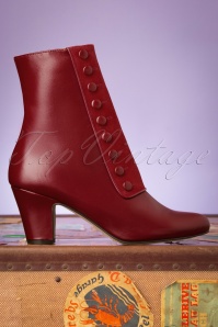 Topvintage Boutique Collection - Former Times Leather Booties Années 40 en Rouge Passionné 4