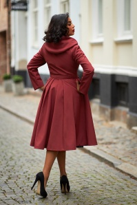 Miss Candyfloss - Exklusiv bei TopVintage ~ Loris Olive Swing Trenchcoat in Wein 3