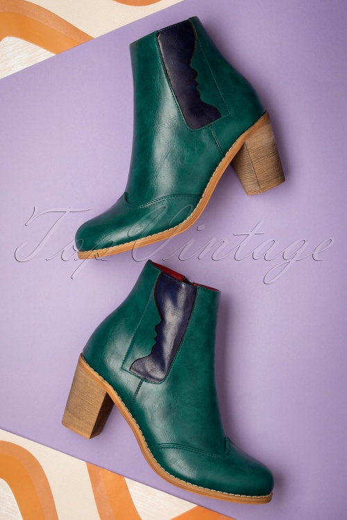 Banned Retro - 70s Keenak Face Boots in Green