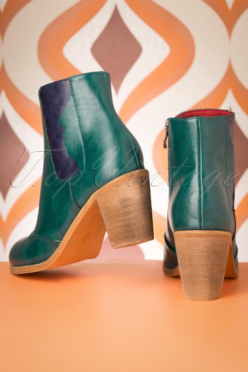 Banned Retro - 70s Keenak Face Boots in Green 4