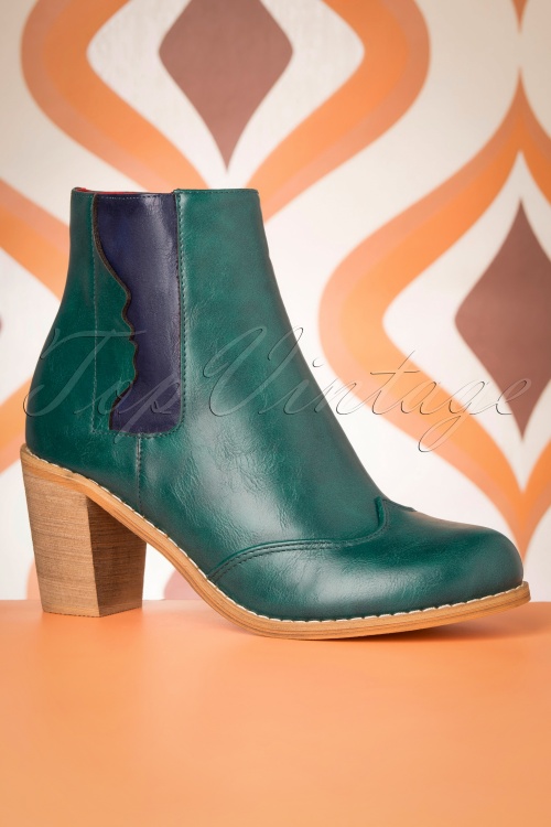 Banned Retro - 70s Keenak Face Boots in Green 2
