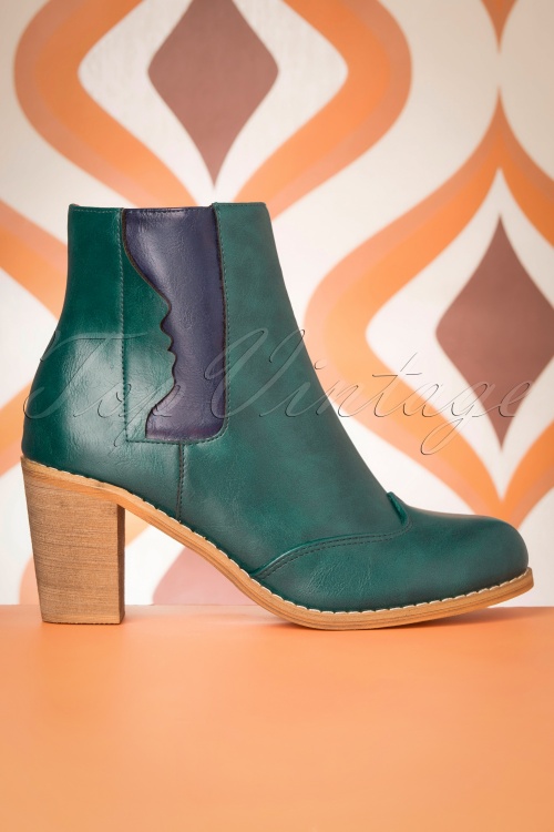 Banned Retro - 70s Keenak Face Boots in Green 3