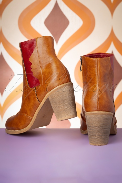 Banned Retro - Keenak Face Boots in Cognac 4
