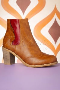 Banned Retro - 70s Keenak Face Boots in Cognac