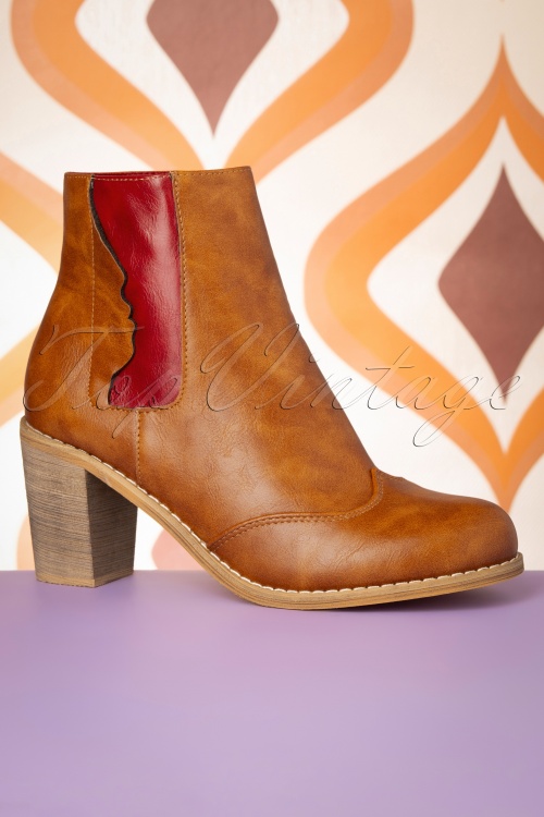 Banned Retro - Keenak Face Boots in Cognac