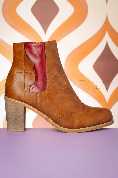 Banned Retro - Keenak Face Boots in Cognac 3
