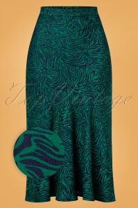 Sugarhill Brighton - 60s Alexandra Wild Nights Midi Skirt in Green