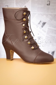 Lola Ramona ♥ Topvintage - 40s Ava On My Way Lace Up Booties in Brown