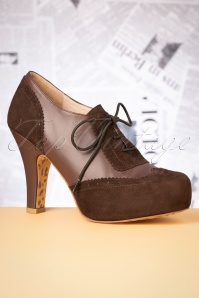 Lola Ramona ♥ Topvintage - 40s Angie On Track Shoe Booties in Chocolate Brown 