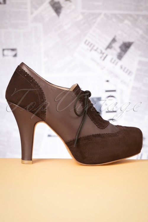 Lola Ramona ♥ Topvintage - 40s Angie On Track Shoe Booties in Chocolate Brown  3