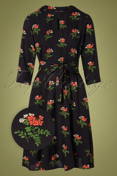 Pretty Vacant - 60s Marcie Posy Dress in Black 2