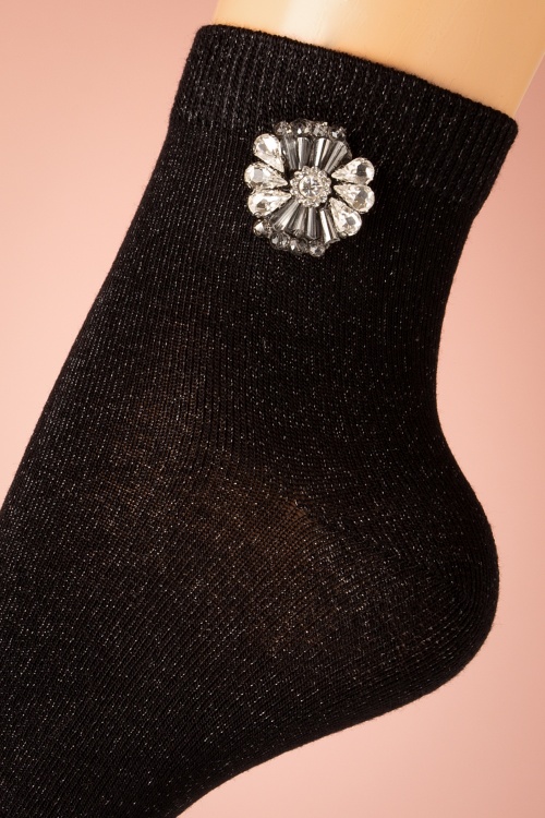 Marcmarcs - 60s Amanda Glitter Socks in Black 2