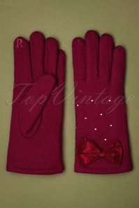 Amici - 50s Myla Sparkly Wool Gloves in Red