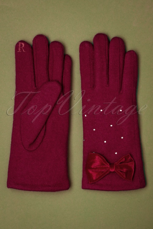 Amici - 50s Myla Sparkly Wool Gloves in Red