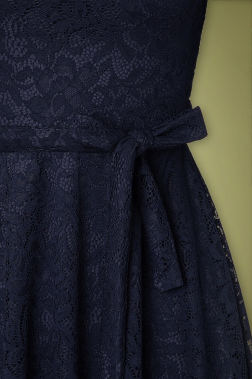Vintage Chic for Topvintage - Myra Lace Tea jurk in marineblauw 5