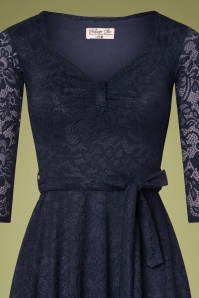 Vintage Chic for Topvintage - Myra Lace Tea jurk in marineblauw 4