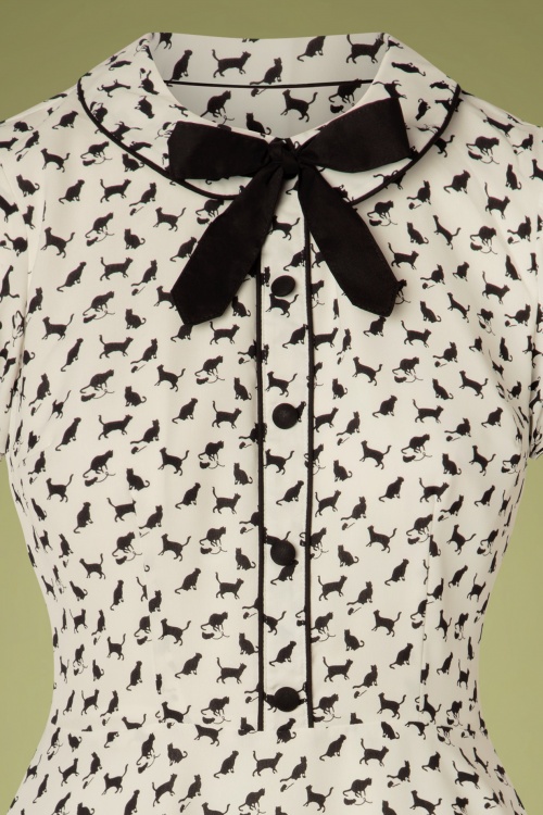 Vixen - Caddie Cat Flared Skater Dress Années 60 en Blanc 2