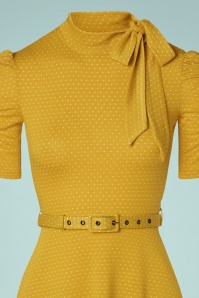 Vixen - 50s Posie Polkadot Swing Dress in Mustard 3