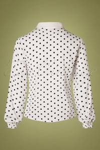 Banned Retro - 60s Cathy Cat Collar Blouse in White 4