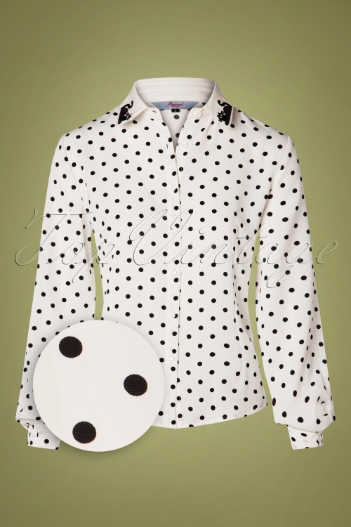 Banned Retro - 60s Cathy Cat Collar Blouse in White