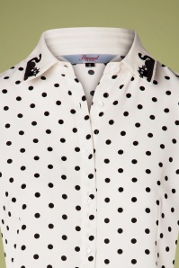 Banned Retro - 60s Cathy Cat Collar Blouse in White 2