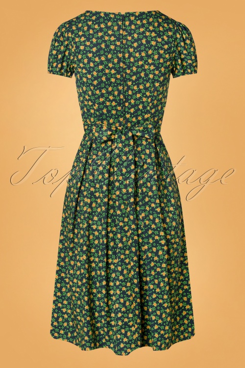 Timeless - 50s Valentina Floral Swing Dress in Navy 2