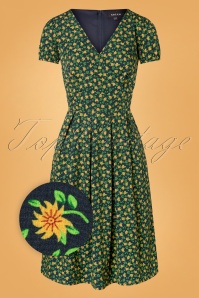 Timeless - 50s Valentina Floral Swing Dress in Navy