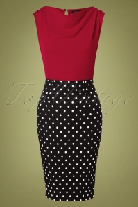 Steady Clothing - 50s Ramona Polkadot Wiggle Dress in Red and Black