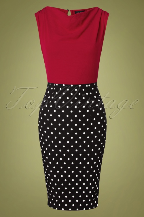 Steady Clothing - 50s Ramona Polkadot Wiggle Dress in Red and Black
